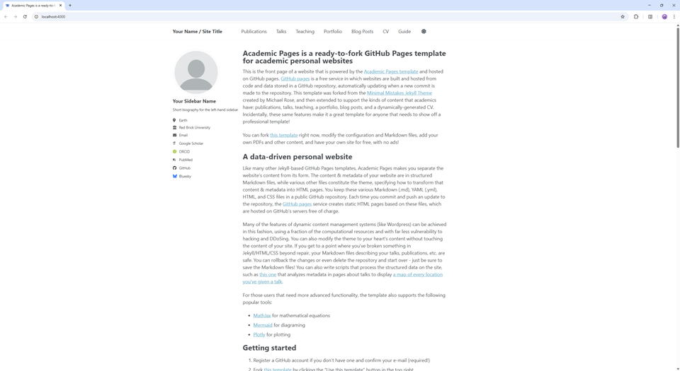 Academic Pages template example Academic Pages template example